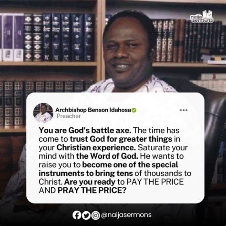Church of God Mission Refutes Claims By Apostle Talena That Archbishop Benson Idahosa Raised His Mother From The Dead