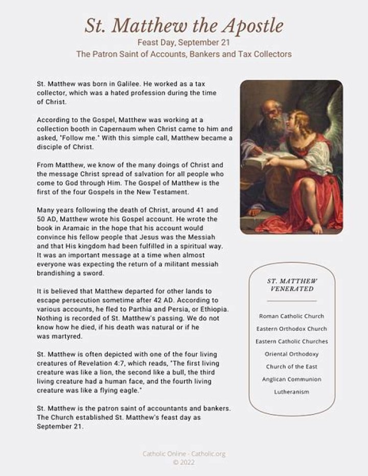 Matthew the Apostle’s biography, net worth, fact, career, awards and life story